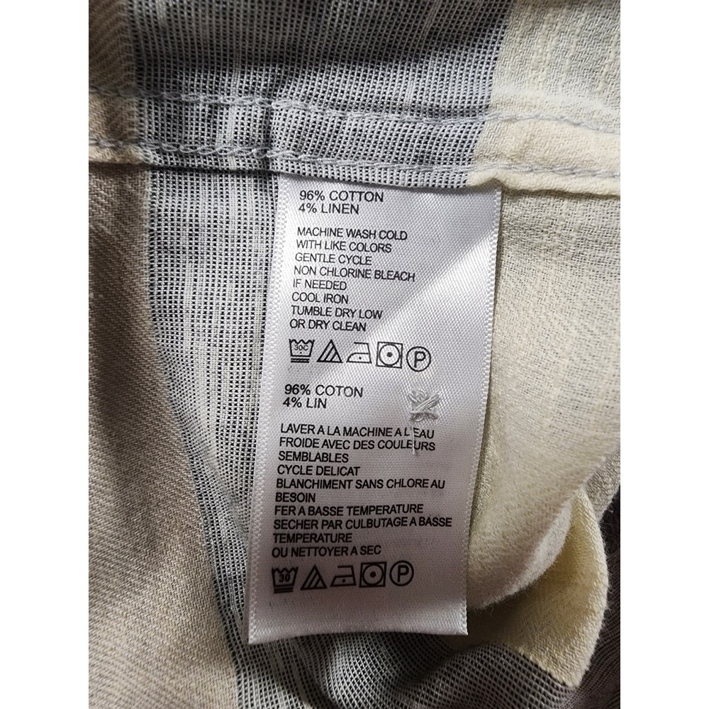 Tommy Bahama Button Down Mens XXL Gray‎ Striped Short Sleeve Linen Blend Coastal - Picture 6 of 7